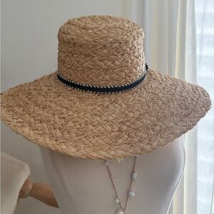 Stylish Tan Straw Hat with Black Band